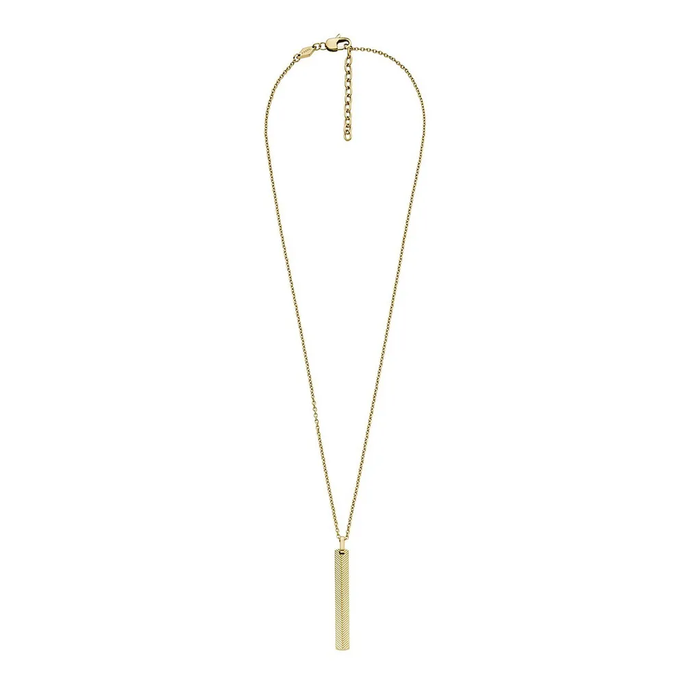 Men's Harlow Linear Texture Gold-tone Stainless Steel Chain Necklace