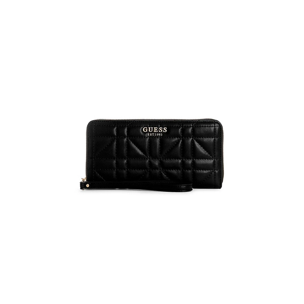 Large Quilted Zip-Around Wallet