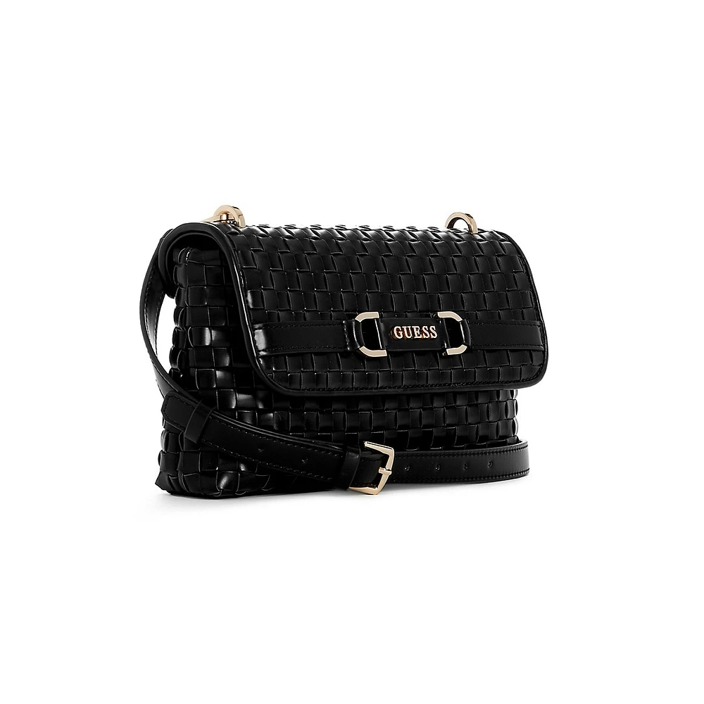 Majka Woven Flap Crossbody Bag