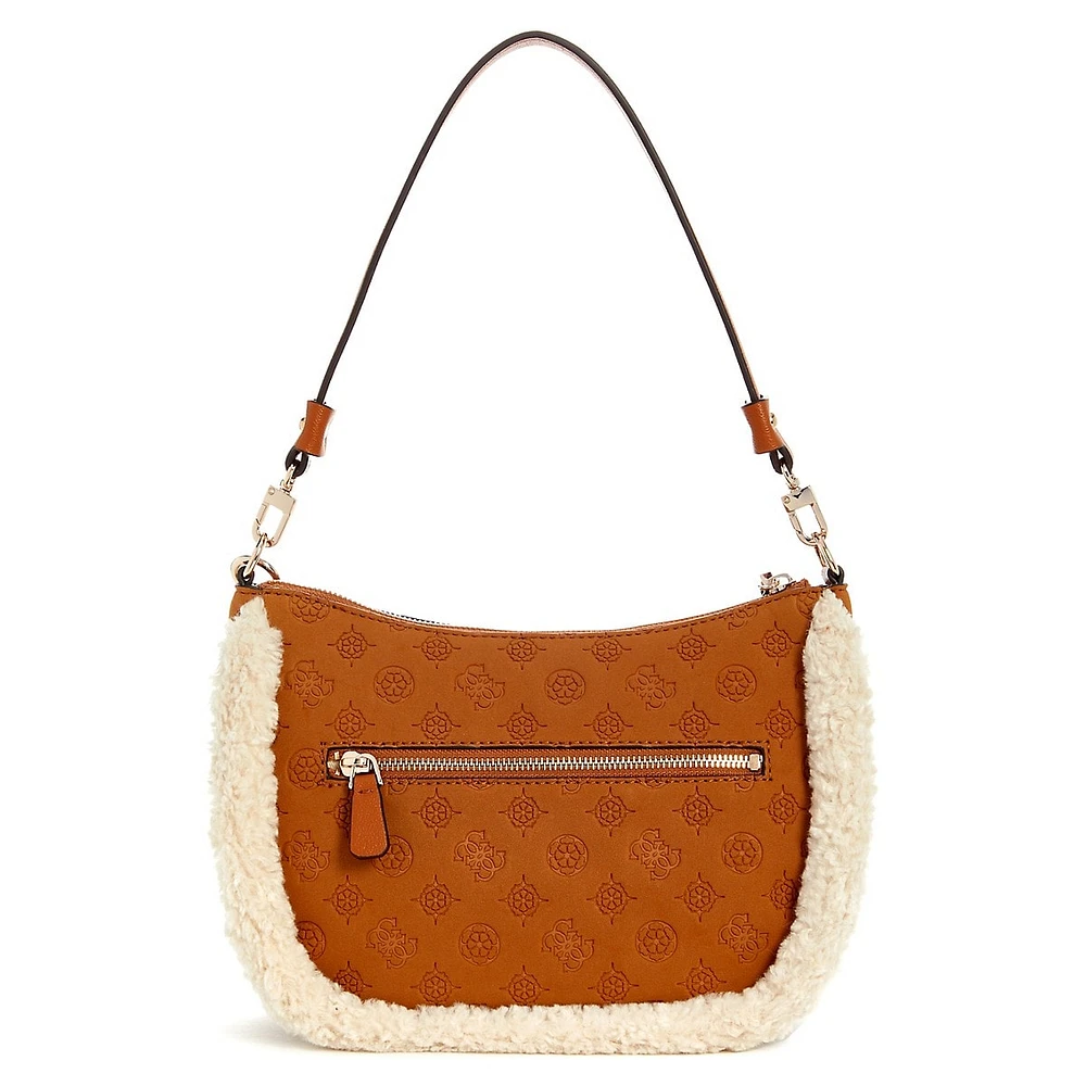 Davika Faux Shearling-Trim Hobo Bag