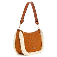 Davika Faux Shearling-Trim Hobo Bag