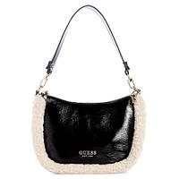 Davika Faux Shearling-Trim Hobo Bag