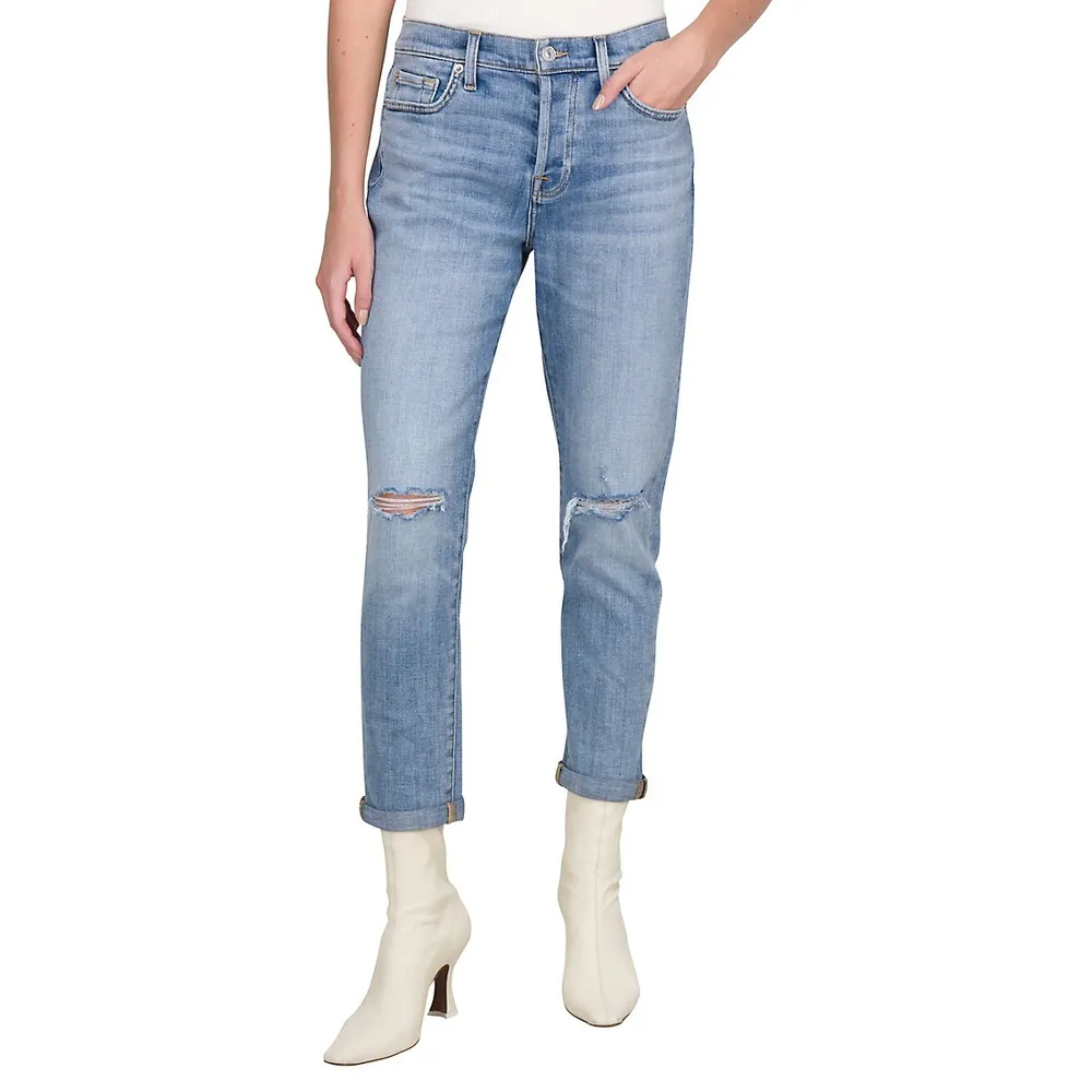 Josefina Slim-Fit Distressed Girlfriend Jeans