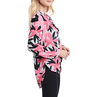 Poinsettia-Print Blouse