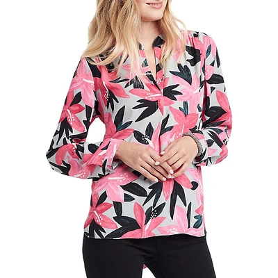 Poinsettia-Print Blouse