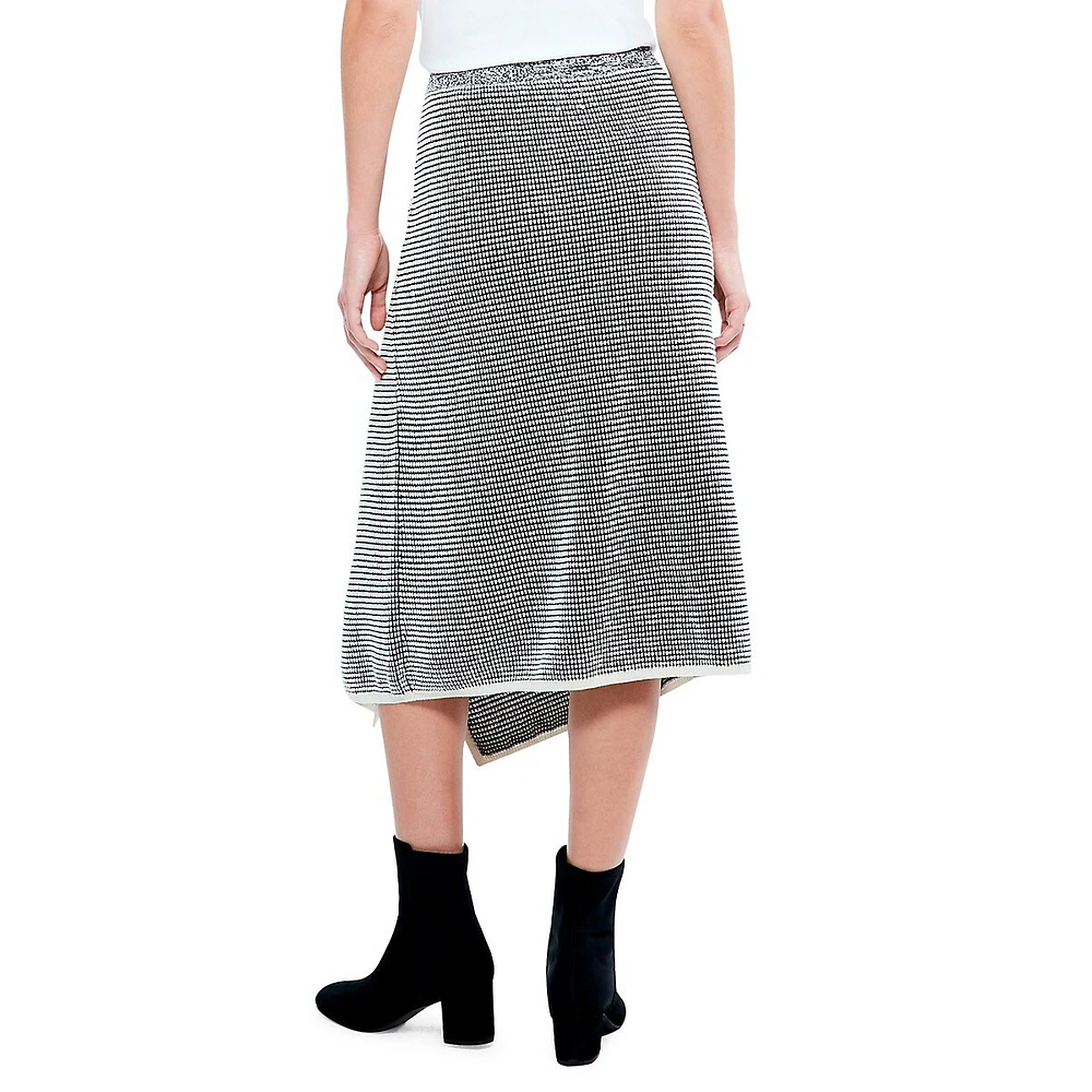 Pixel Knit Asymmetric-Hem Skirt