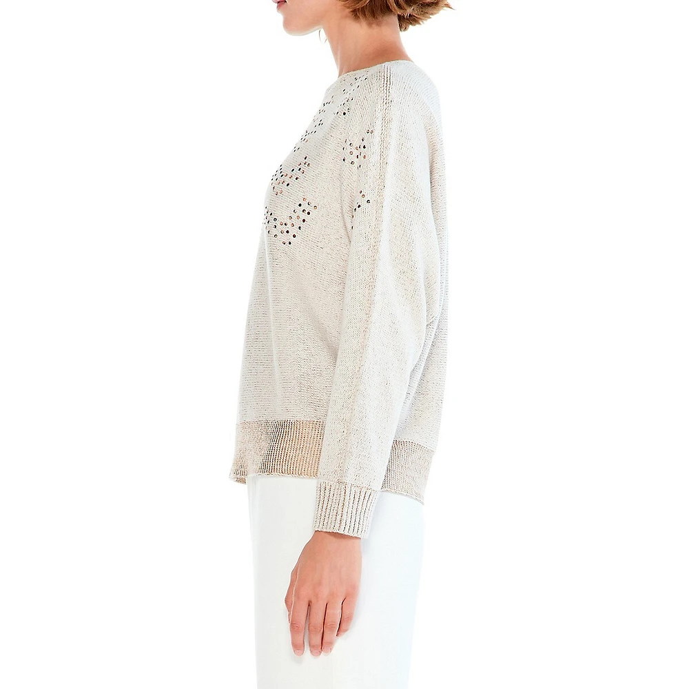 Constellation Relaxed-Fit Rhinestone Embellished Sweater
