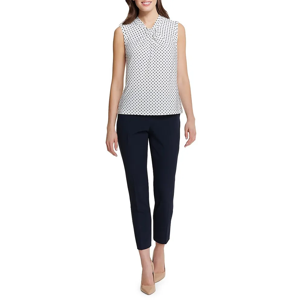 Dot-Print Sleeveless Top