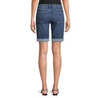 Cuffed Denim Shorts