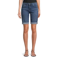 Cuffed Denim Shorts