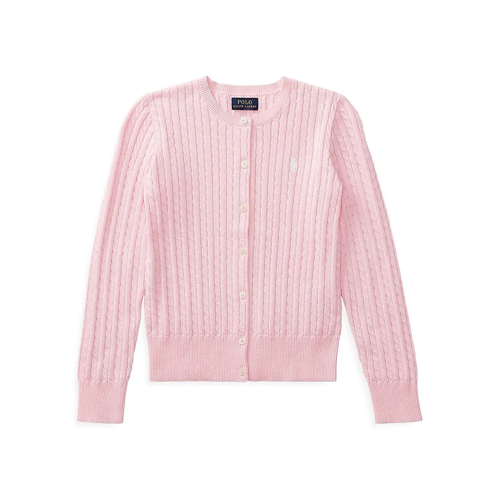 Girl's Cable-Knit Cotton Cardigan