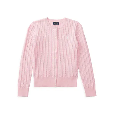 Girl's Cable-Knit Cotton Cardigan