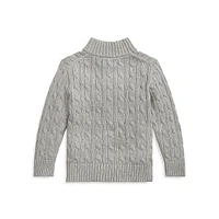 Little Boy's Cable-Knit Quarter-Zip Sweater