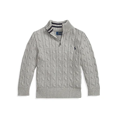 Little Boy's Cable-Knit Quarter-Zip Sweater