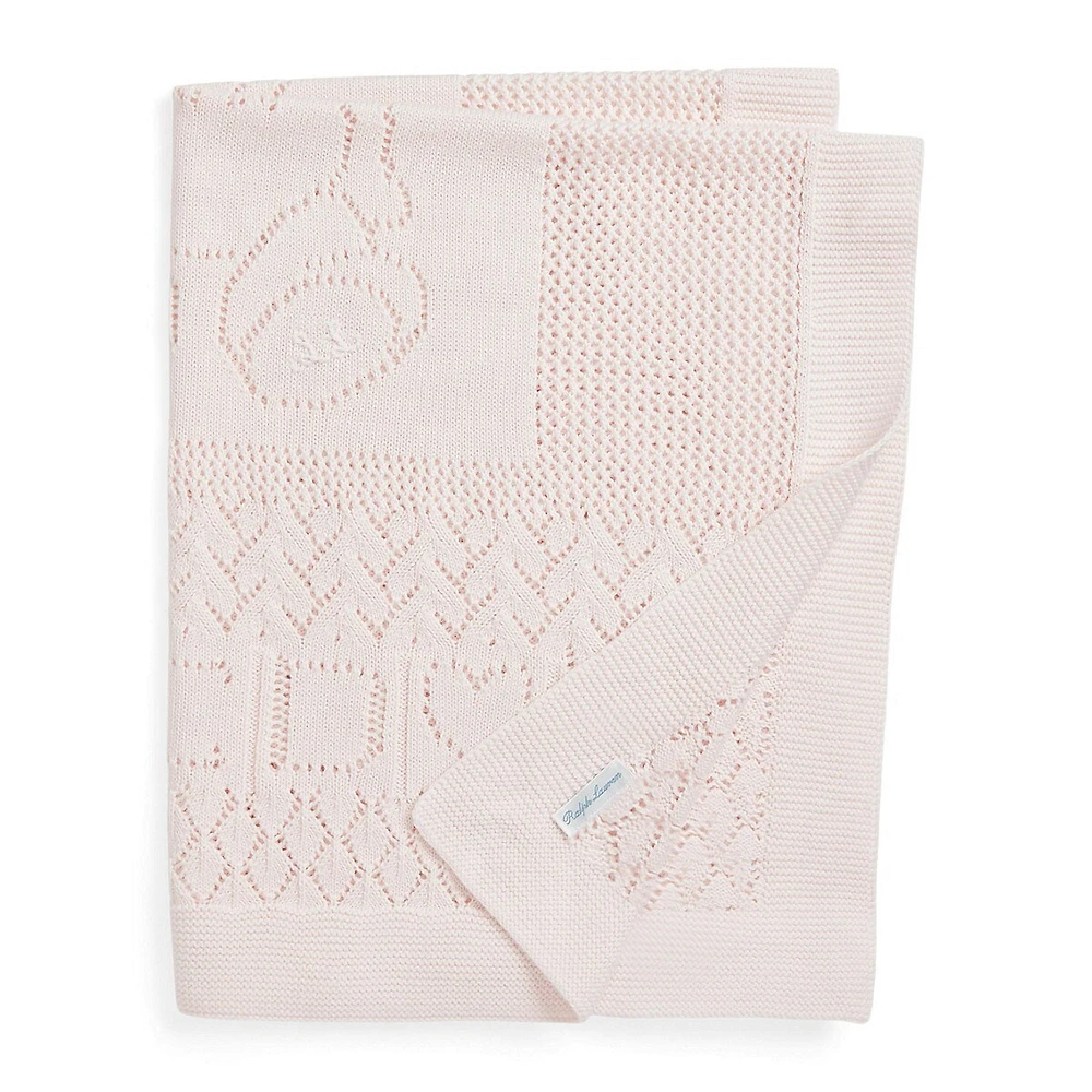 Couverture pour bébé en coton tricoté pointelle
