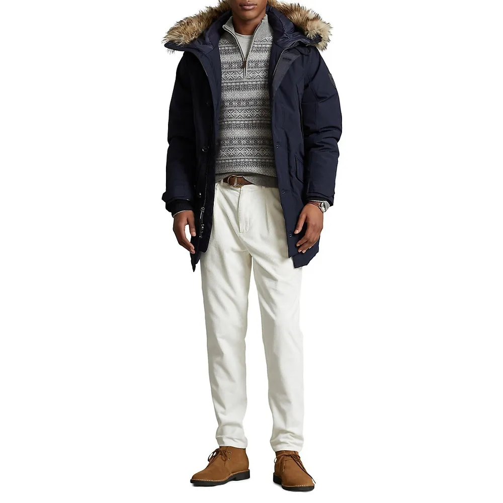 Faux Fur-Trim Down-Filled Parka