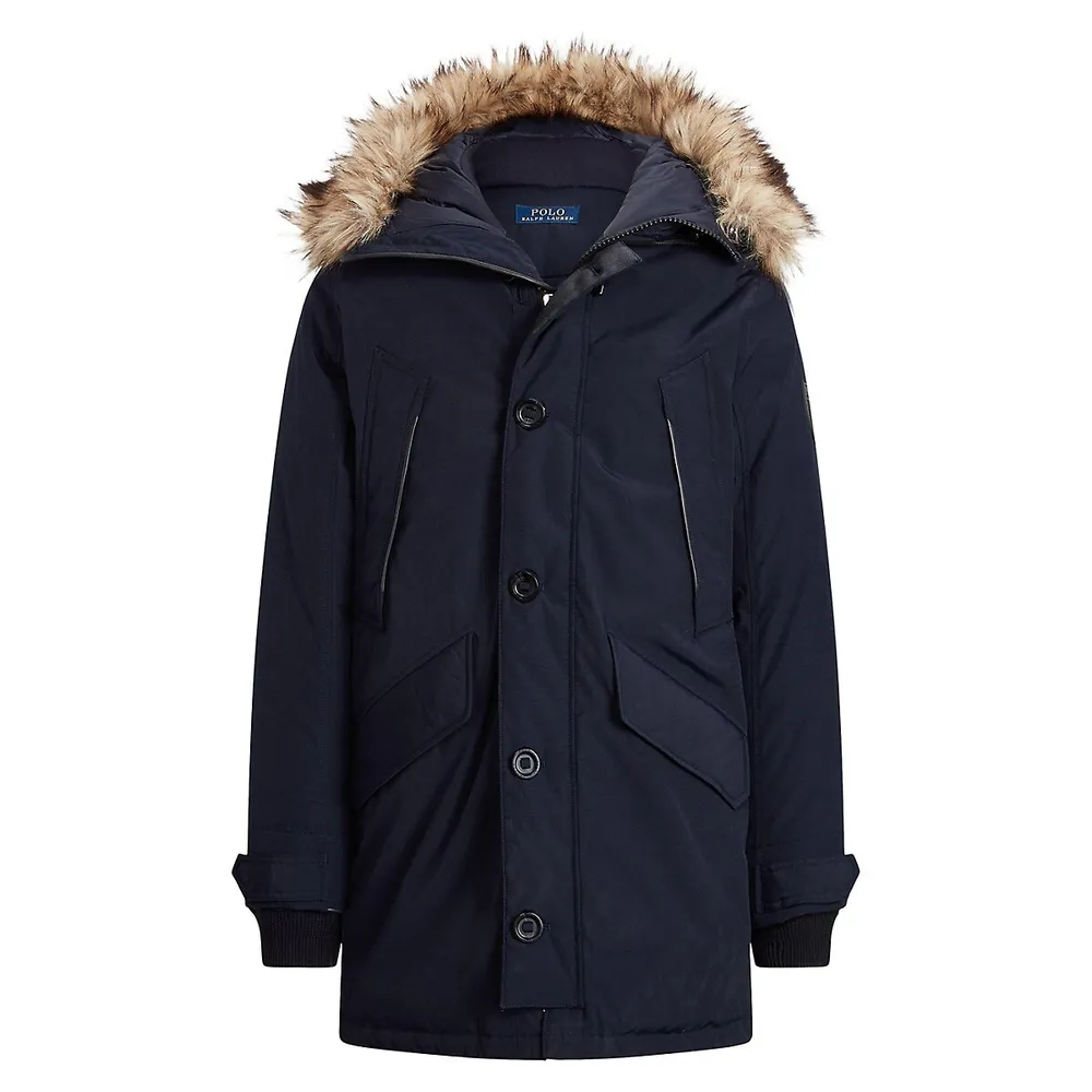 Faux Fur-Trim Down-Filled Parka