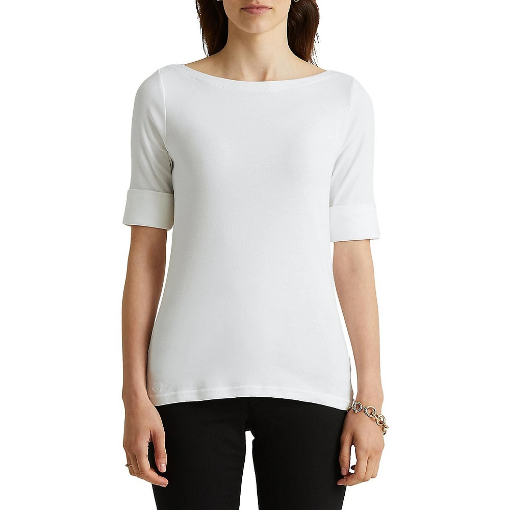 Stretch-Cotton Bateau Tee