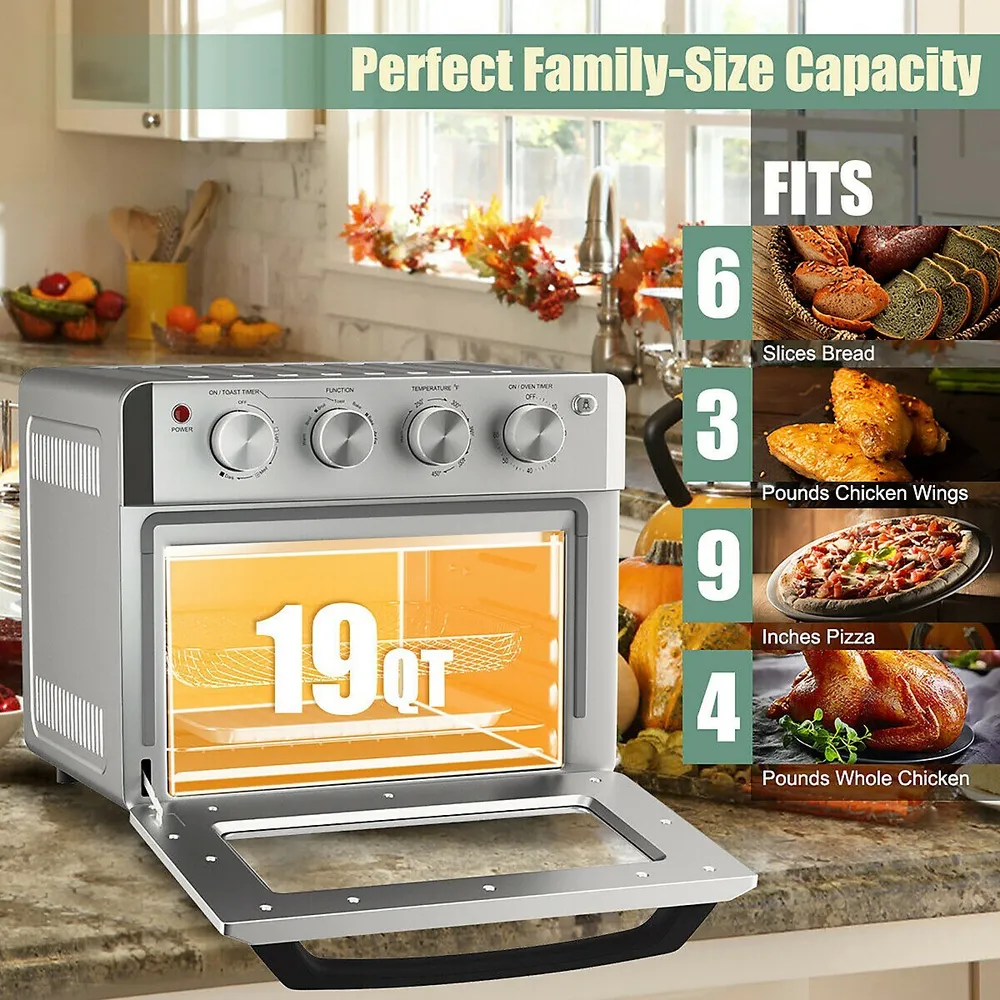 Costway 12.7QT Air Fryer Oven 1600W Rotisserie Dehydrator Convection Oven  w/ Accessories