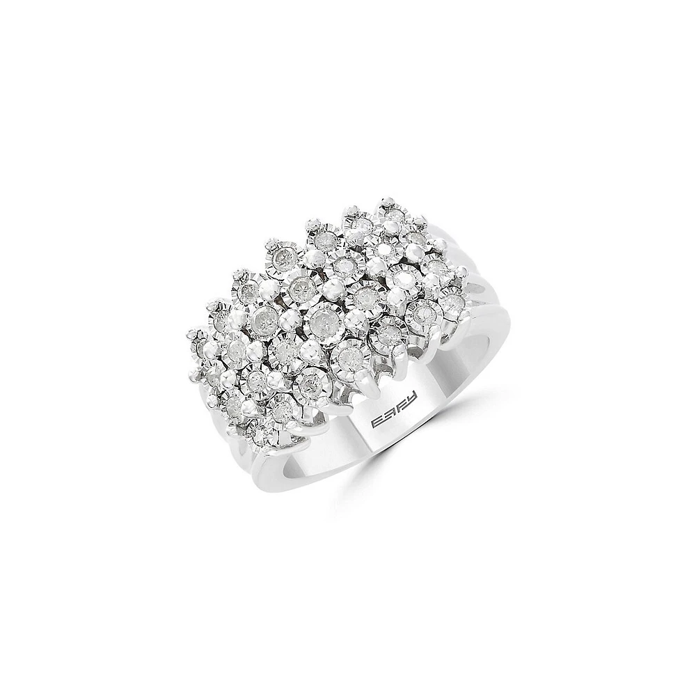 Bague en or 14 K et en argent sterling avec diamants 0,49 ct PT