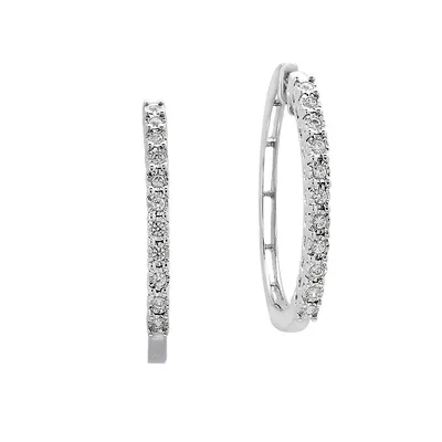0.24 CT. T.W. Diamond and Sterling Silver Hoop Earrings