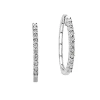 0.24 CT. T.W. Diamond and Sterling Silver Hoop Earrings