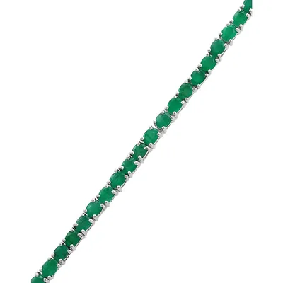 Sterling Silver and Emerald Bracelet