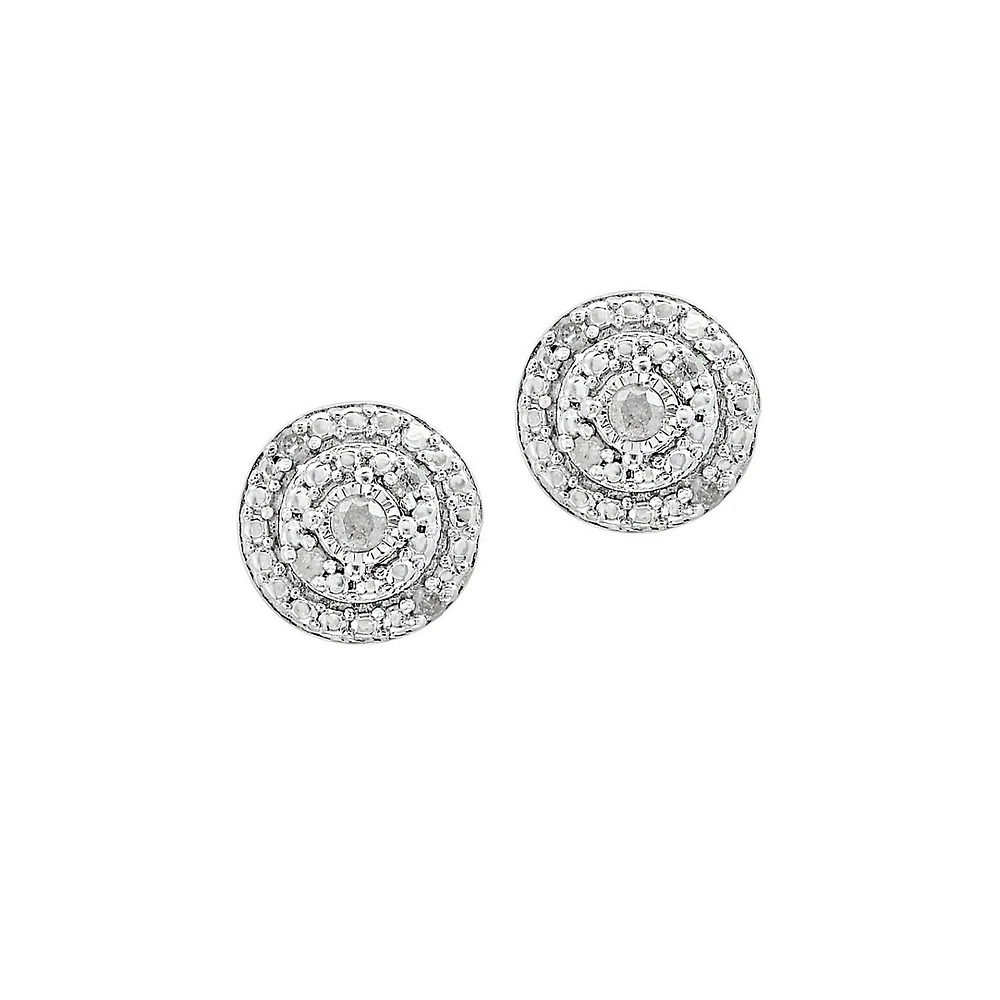 Boutons d'oreilles en argent sterling à diamants de 0,1 ct PT