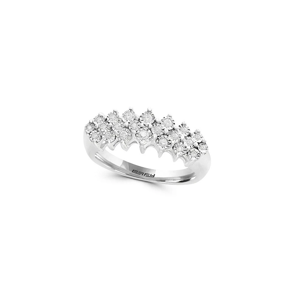 Bague en or 14 K et en argent sterling avec diamants 0,2 ct PT