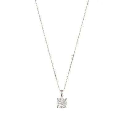 Collier en or blanc 14 ct avec pendentif à diamant de 0,49 ct PT