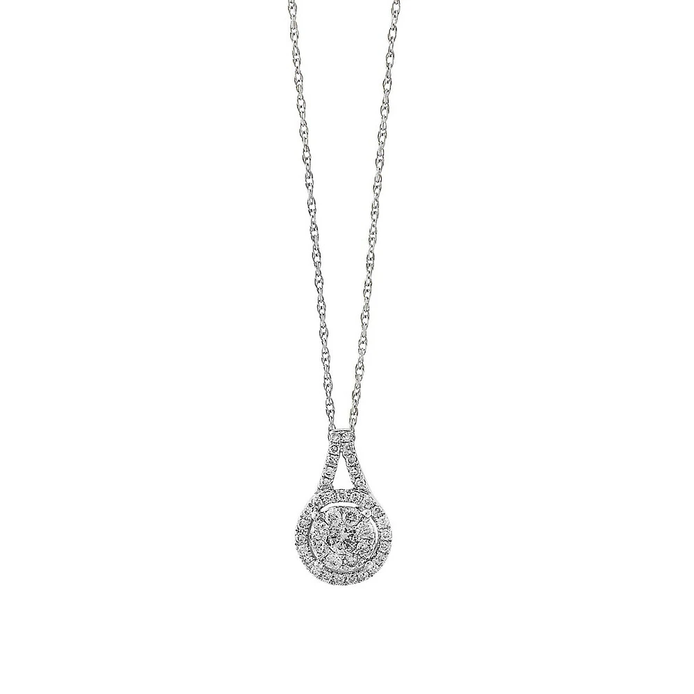 0.49 CT. T.W. Diamond and 14K White Gold Pendant Necklace