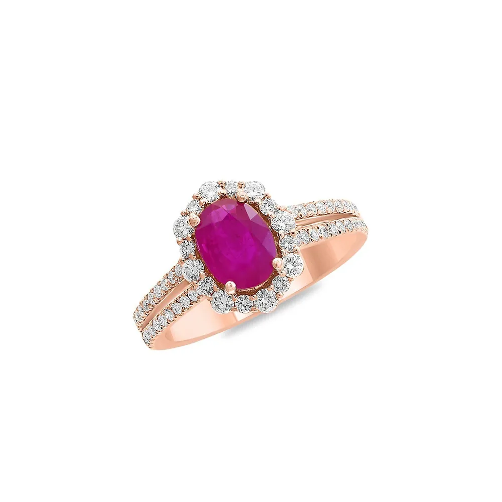 Ruby Royale 14K Rose Gold 0.71 CT. T.W. Diamond & 1.42 CT. T.W. Natural Ruby Ring