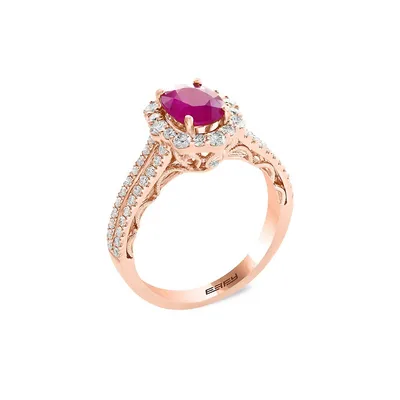 Ruby Royale 14K Rose Gold 0.71 CT. T.W. Diamond & 1.42 CT. T.W. Natural Ruby Ring