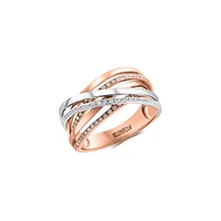 Bague Pave Rose en or blanc et rose 14 ct avec diamant 0,26 ct PT