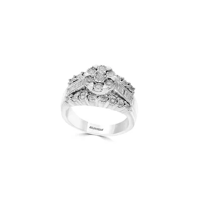 Sterling Silver and Diamond Ring, 0.5 CT. T.W.