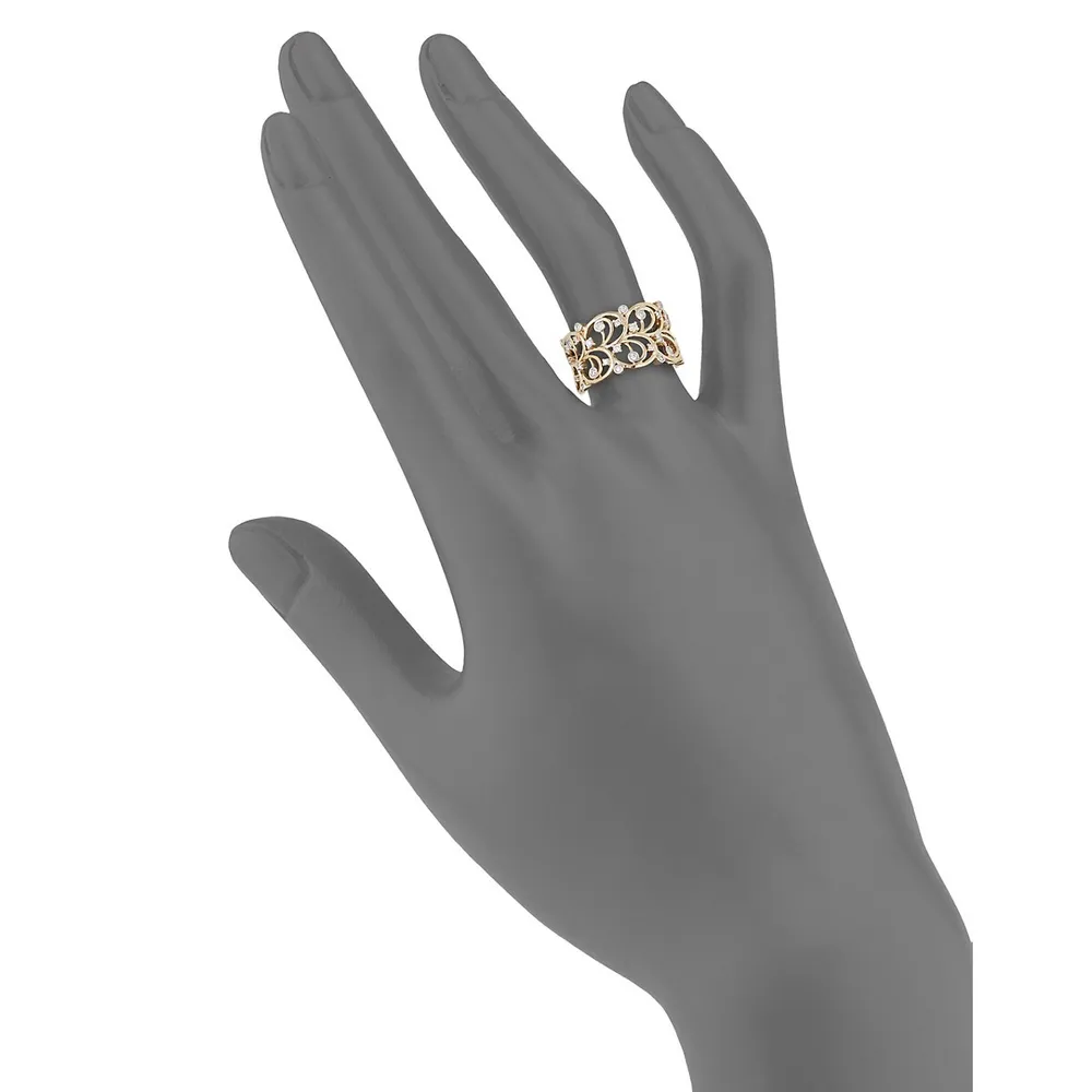 D'Oro 14K Yellow Gold 0.26 CT. T.W. Diamond Vine Ring