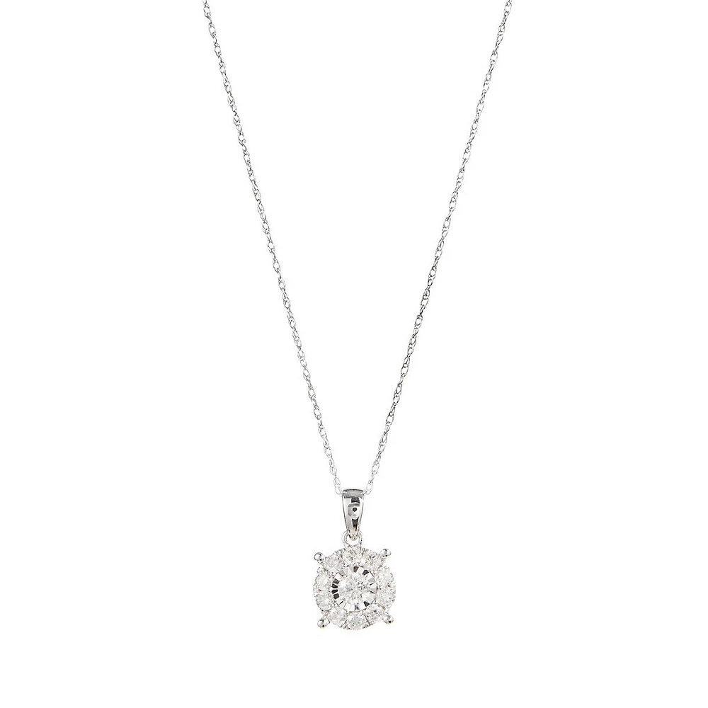 Collier à pendentif en or blanc 14 ct avec diamants de 0,98 ct PT