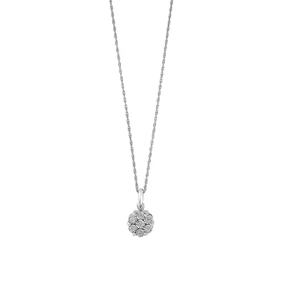 Sterling Silver & 0.1 CT. T.W. Diamond Ball Pendant Necklace