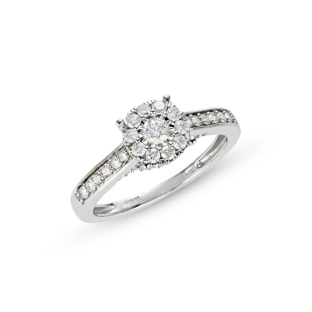 14K White Gold & 0.5 CT. T.W. Diamond Centre Channel Ring