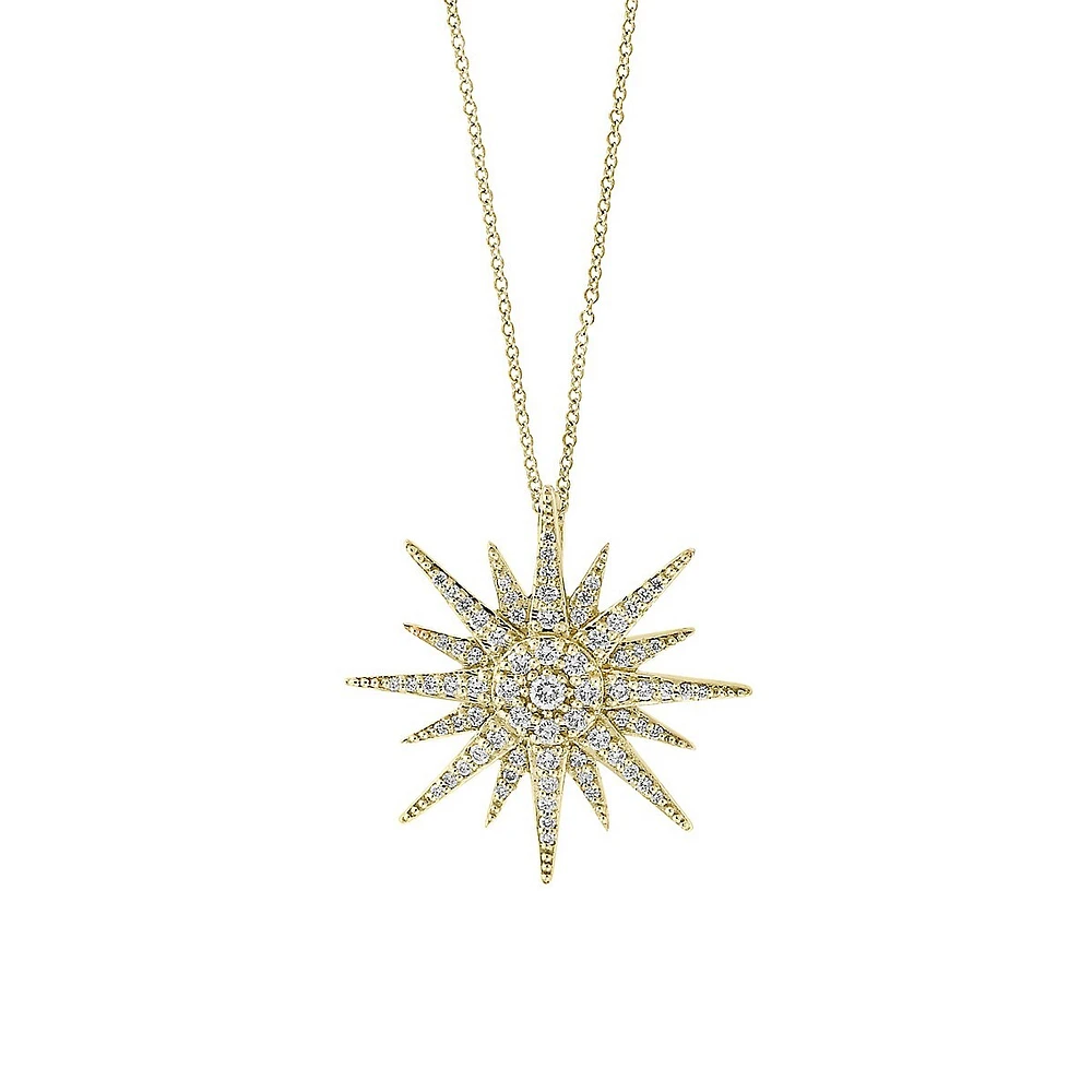 14K Yellow Gold & 0.48 CT. T.W. Diamond Star Pendant Necklace