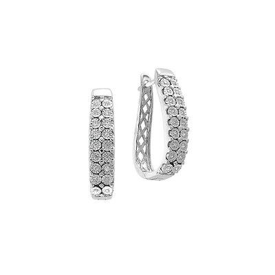 ​Sterling Silver & 0.15 CT. T.W. Diamond Earrings