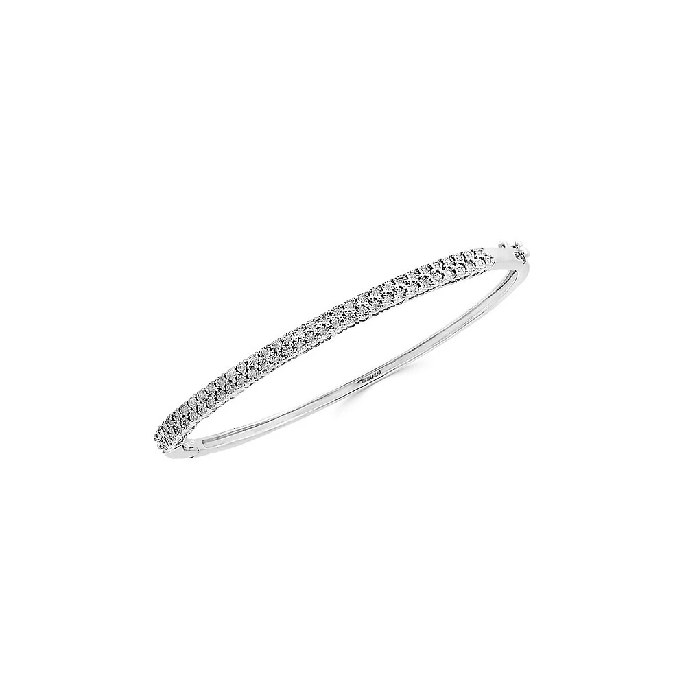 Com Sterling Silver & 0.32 CT. T.W. Diamond Bangle Bracelet