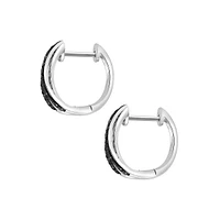 Caviar 14K White Gold, 0.49 CT. T.W. Black & White Diamond Hoop Earrings