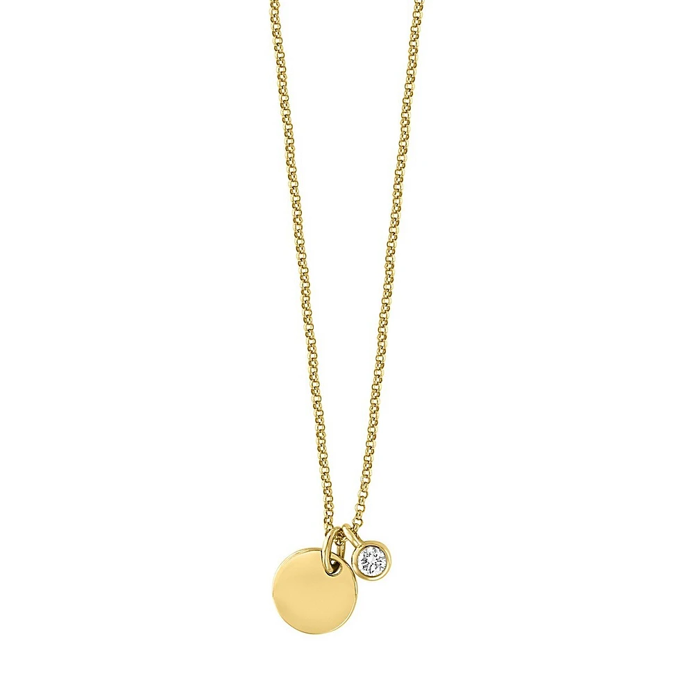 Collier en or jaune 14 ct avec diamants 0,1 ct PT, D'Oro