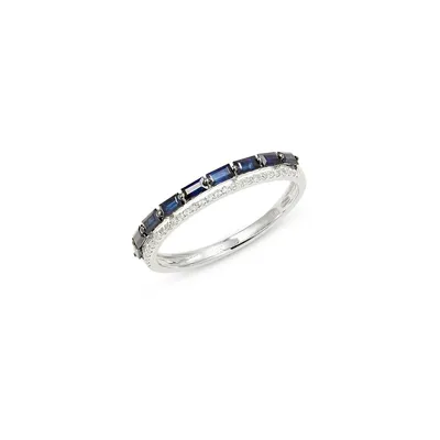 Royale Bleu 14K White Gold, Natural Sapphire & 0.09 CT. T.W. Diamond Ring