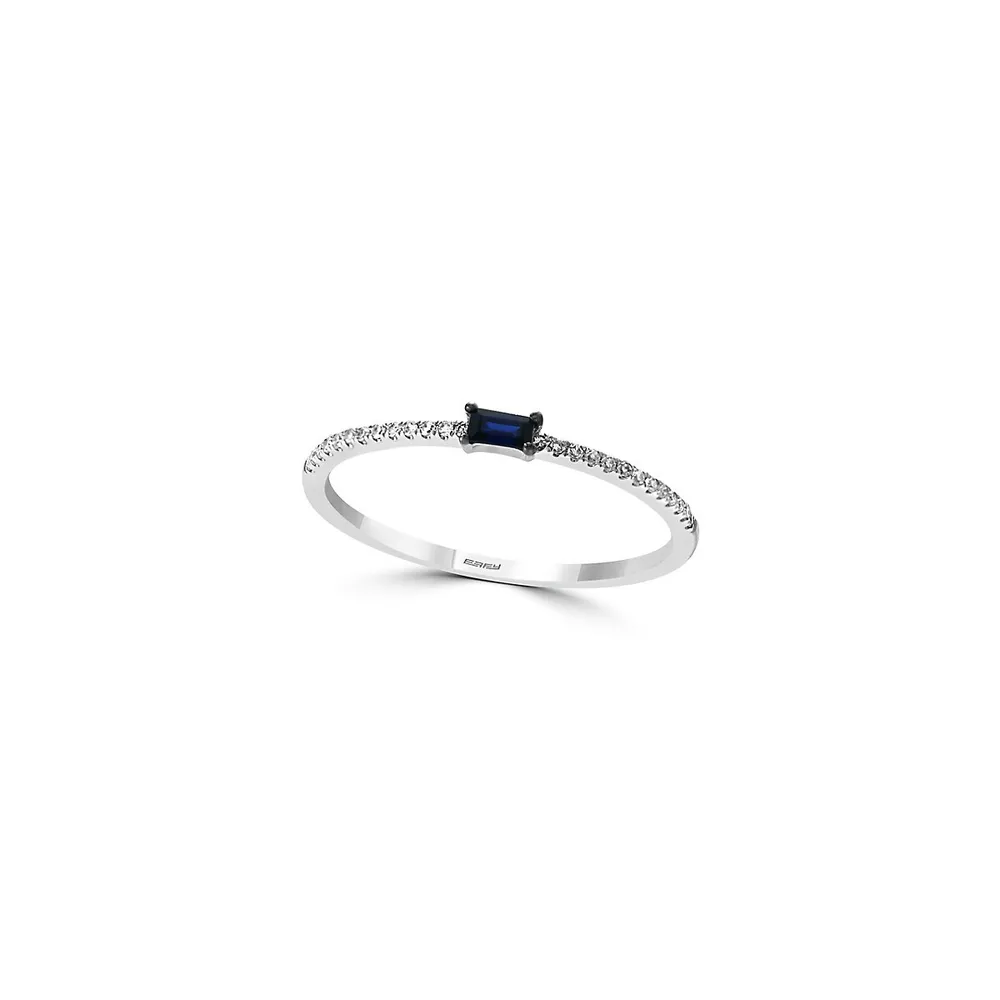 Royale Bleu 14K White Gold Natural Sapphire 0.08 CT. T.W. Diamond Ring