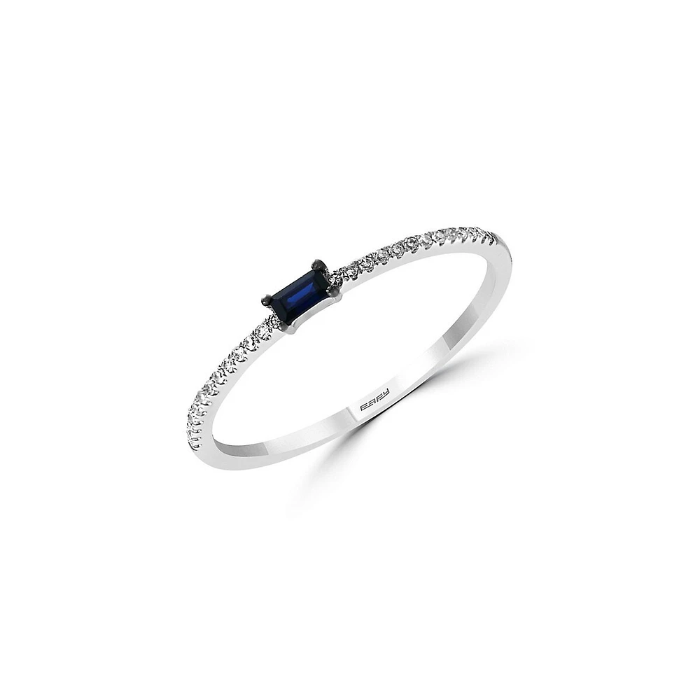 Royale Bleu 14K White Gold Natural Sapphire 0.08 CT. T.W. Diamond Ring