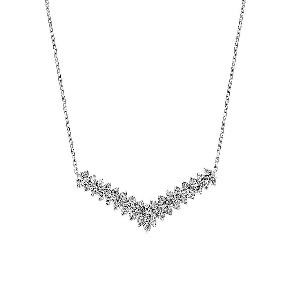 Sterling Silver & 0.47 CT. T.W. Diamond V-Shaped Necklace