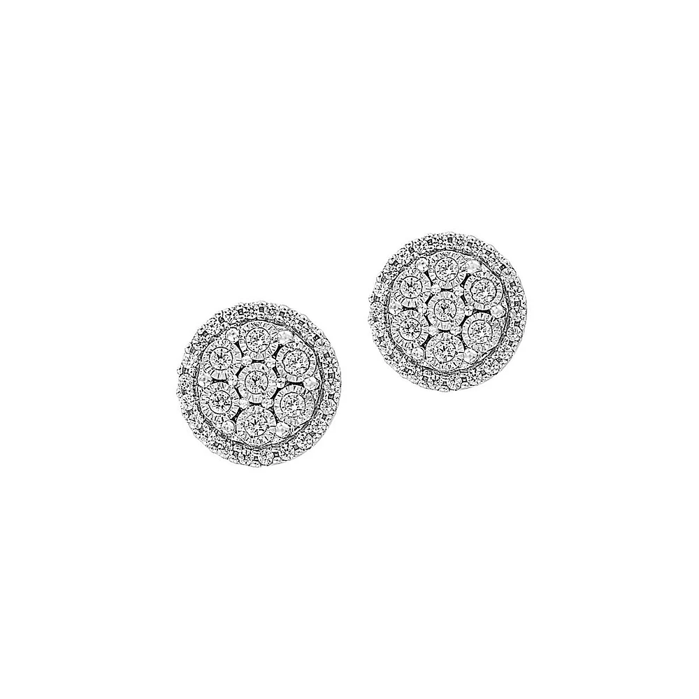 Sterling Silver & 0.38 CT. T.W. Diamond Stud Earrings