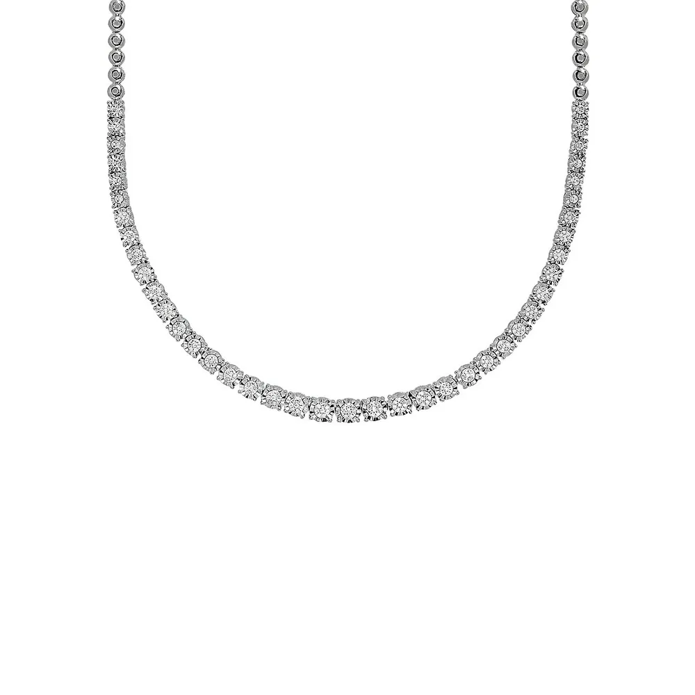 Sterling Silver & 0.31 CT. T.W. Diamond Strand Necklace